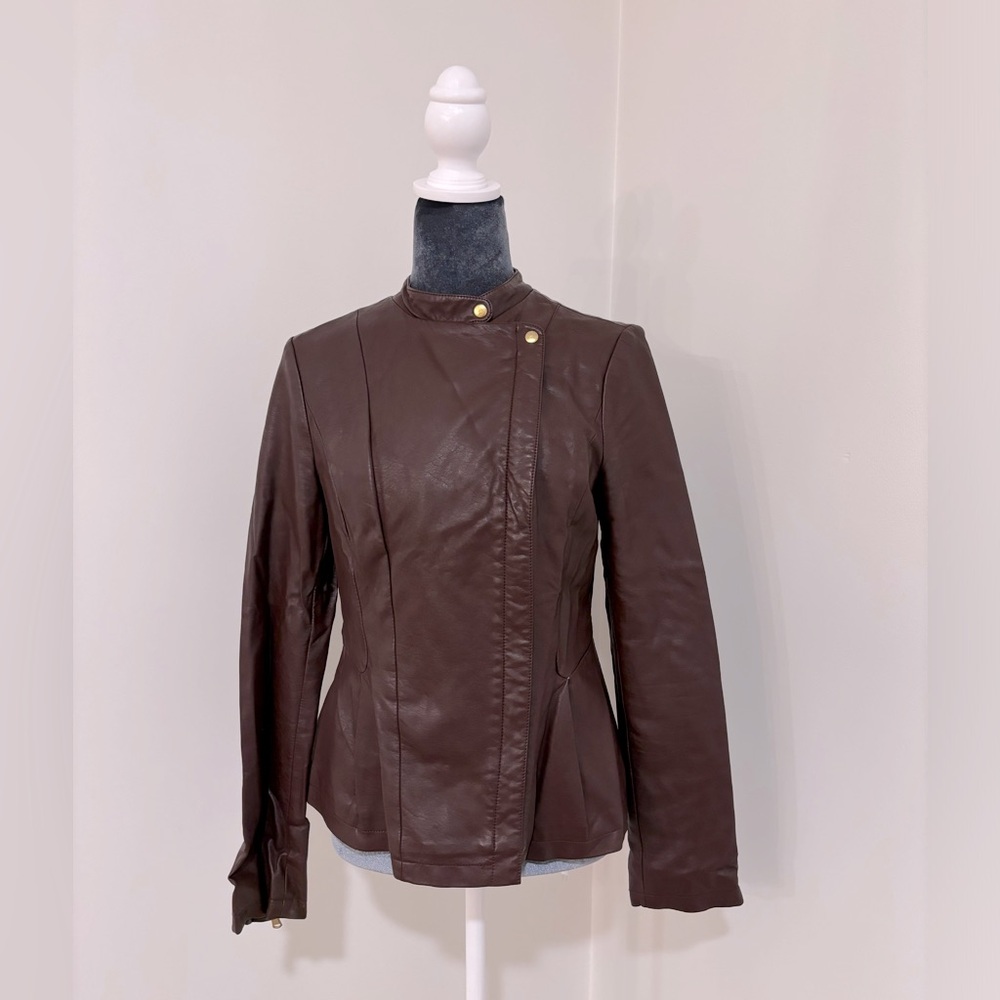 The Limited Brown Faux Leather Jacket With Hold Hardware Size S